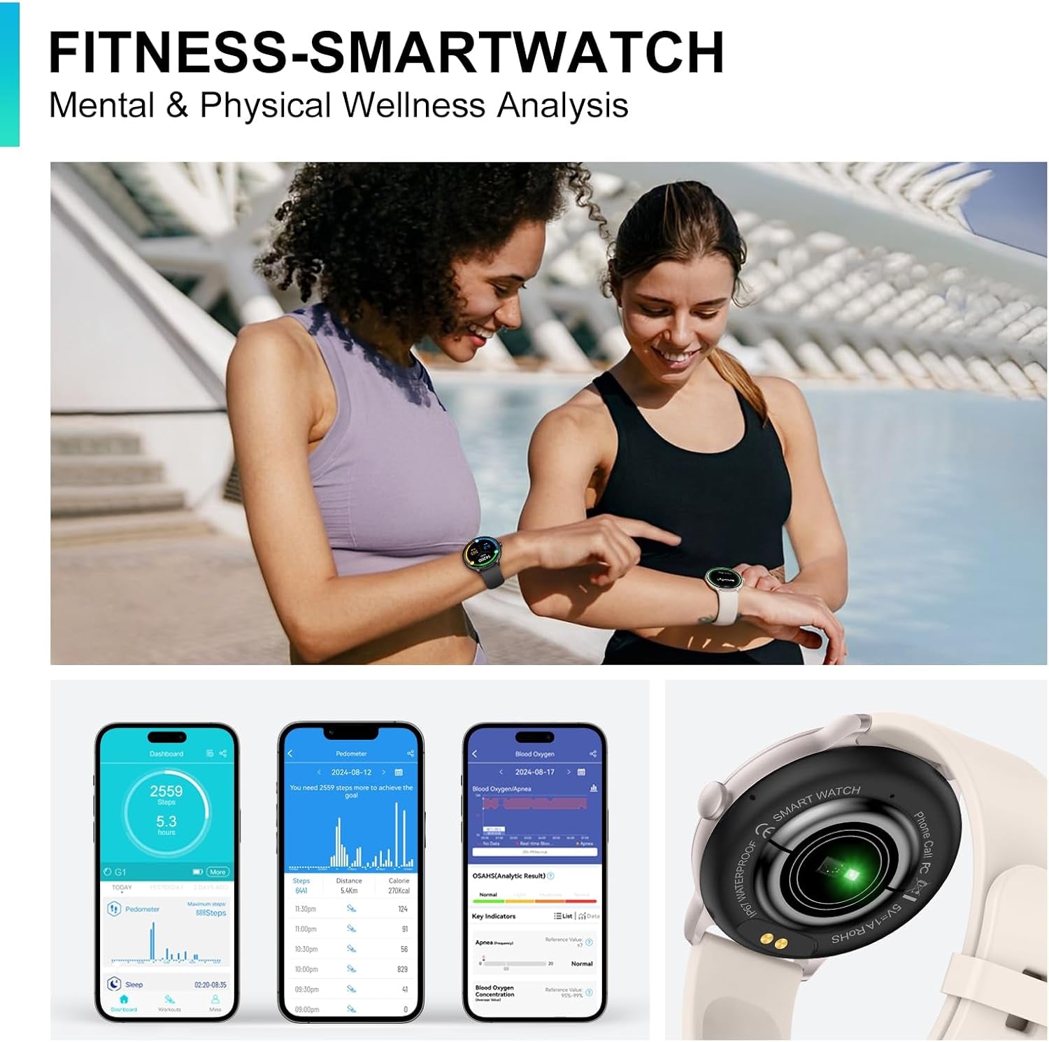 Smart Watch, 1.43'' AMOLED Smart Watches for Men Women (Answer/Make Call), Fitness Tracker with Heart Rate/Sleep Monitor, IP68 Waterproof Activity Tracker, Pedometer for Android Ios