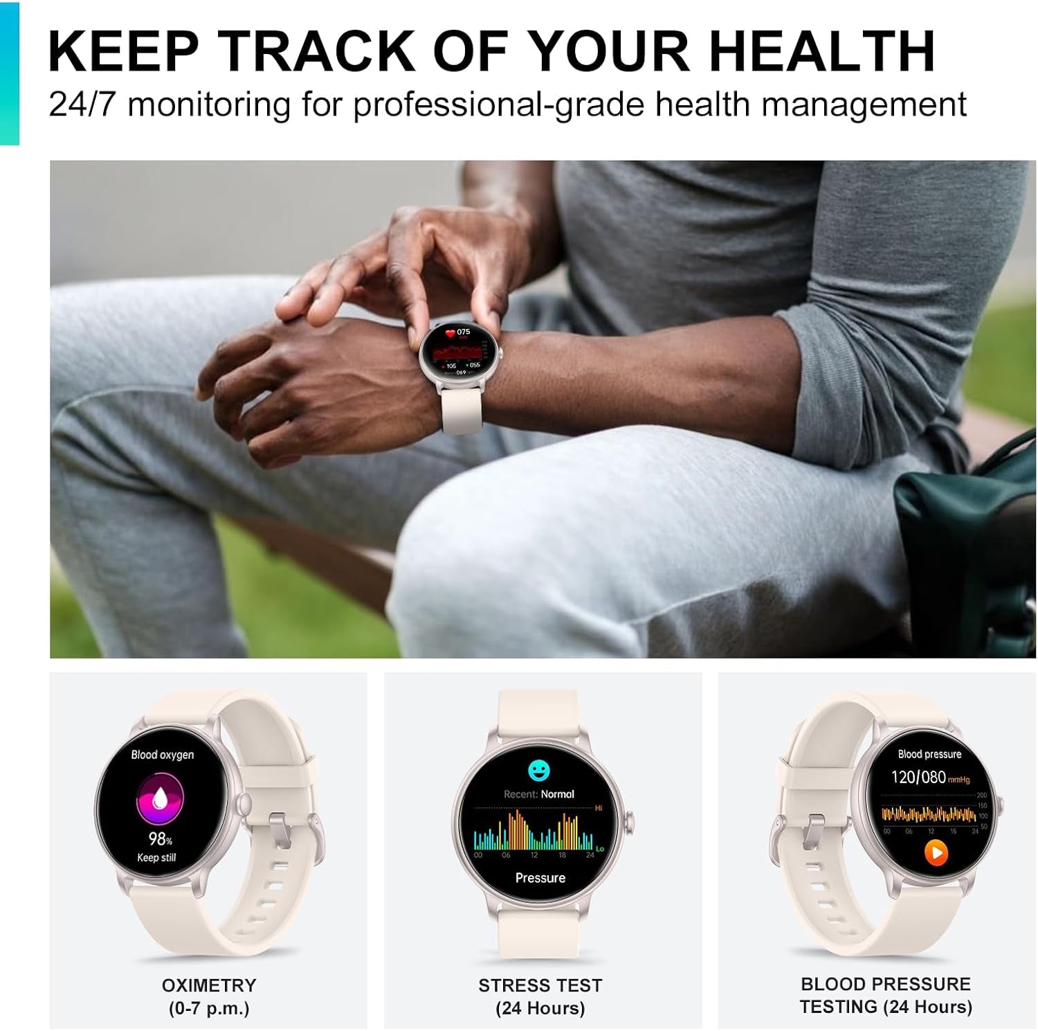 Smart Watch, 1.43'' AMOLED Smart Watches for Men Women (Answer/Make Call), Fitness Tracker with Heart Rate/Sleep Monitor, IP68 Waterproof Activity Tracker, Pedometer for Android Ios